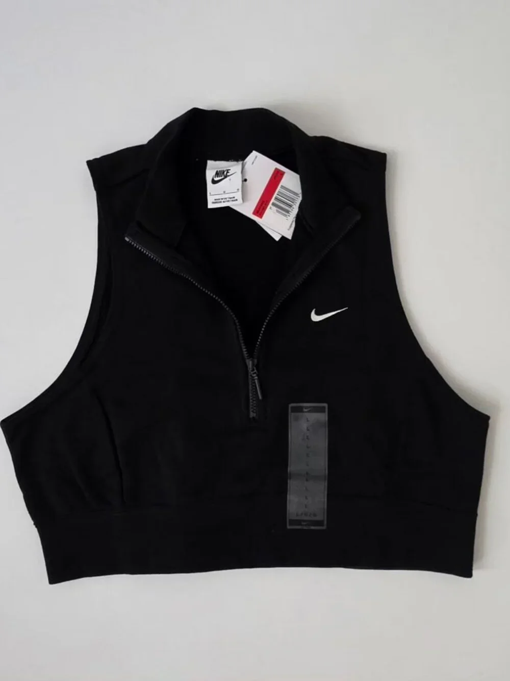 NIKE Women's Slim Cropped 1/2-Zip French Terry Tank Top - Picture 1 of 7